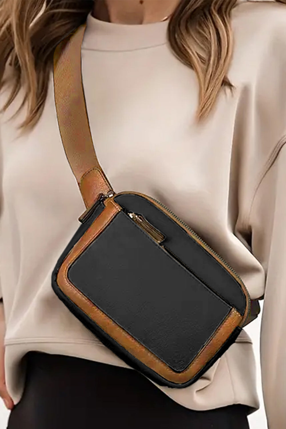 Black Adjustable Strap Mini PU Leather Crossbody Bag - Cowaa