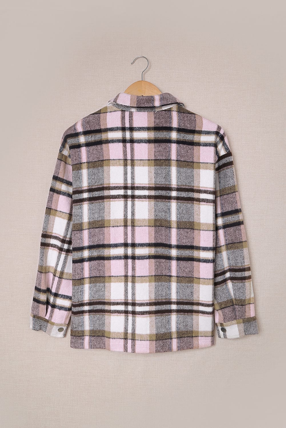 Plaid Button Front Pocket Shirt Shacket - Cowaa