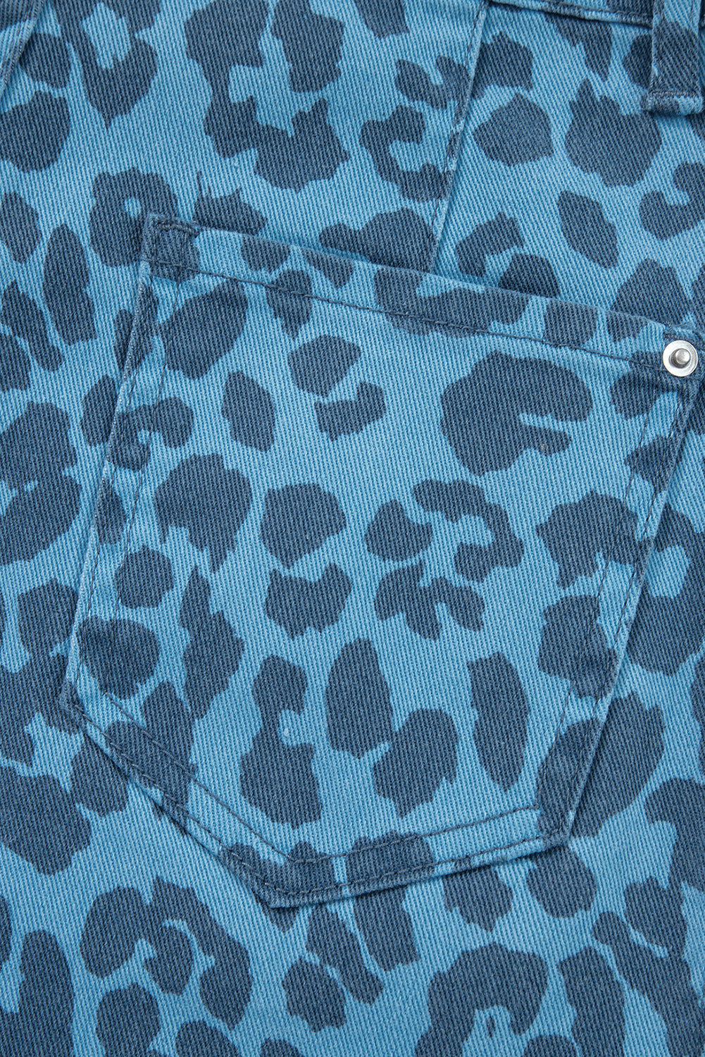 Khaki Leopard Print Straight Loose Jeans