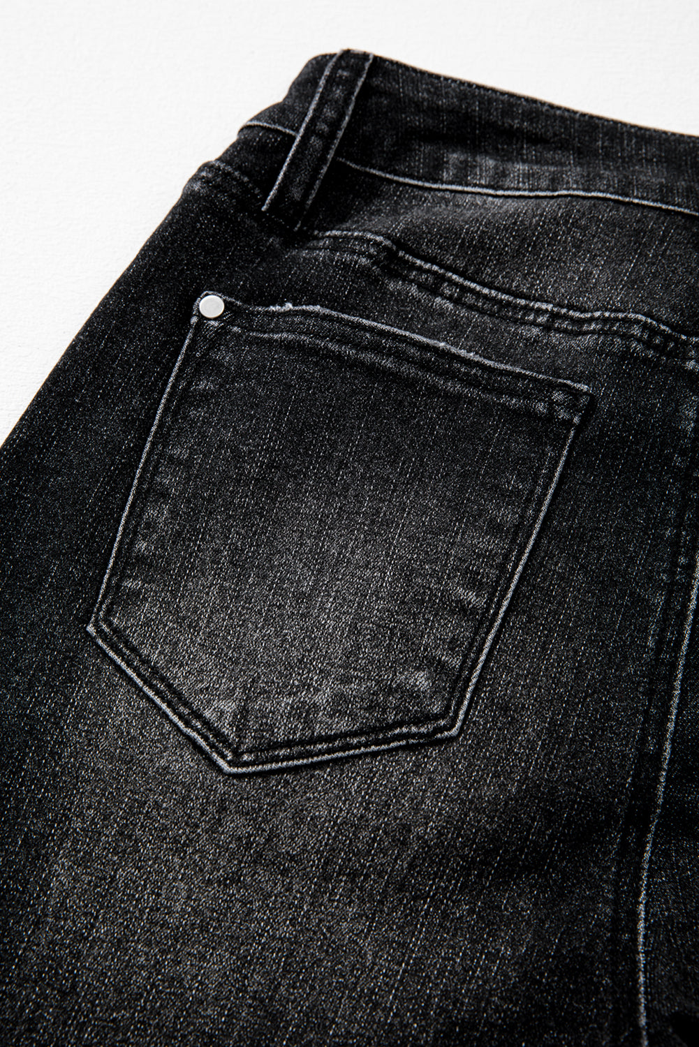 Sail Blue Mineral Wash Raw Hem High Waist Flared Jeans - Cowaa