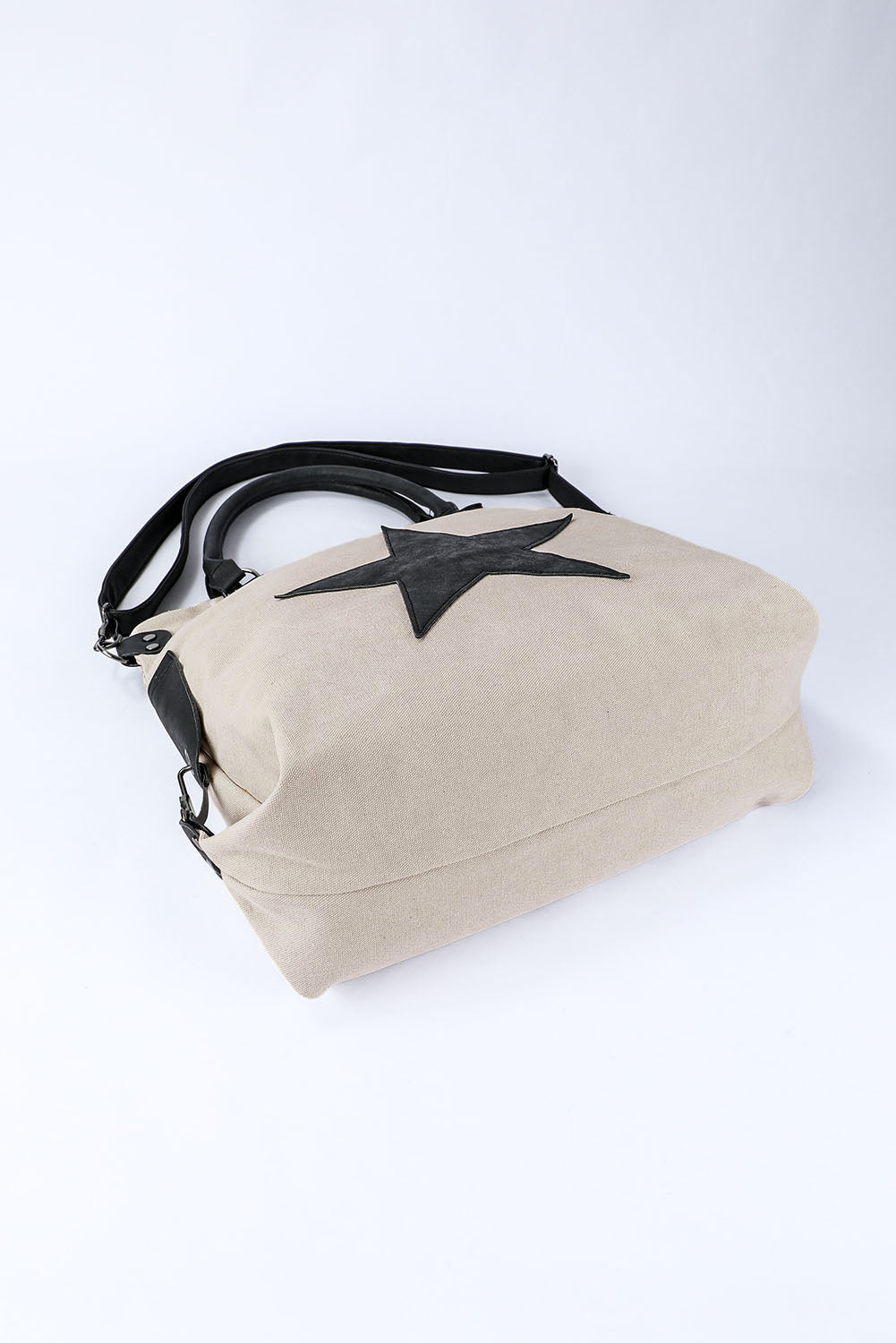 Beige Star Canvas Tote Bag - Cowaa