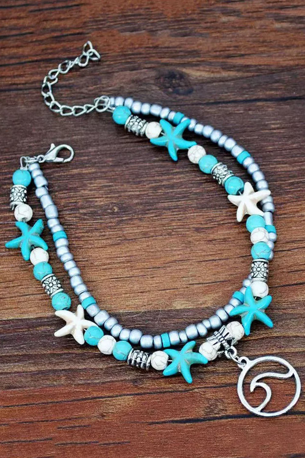 Sky Blue Beach Double Anklet - Cowaa