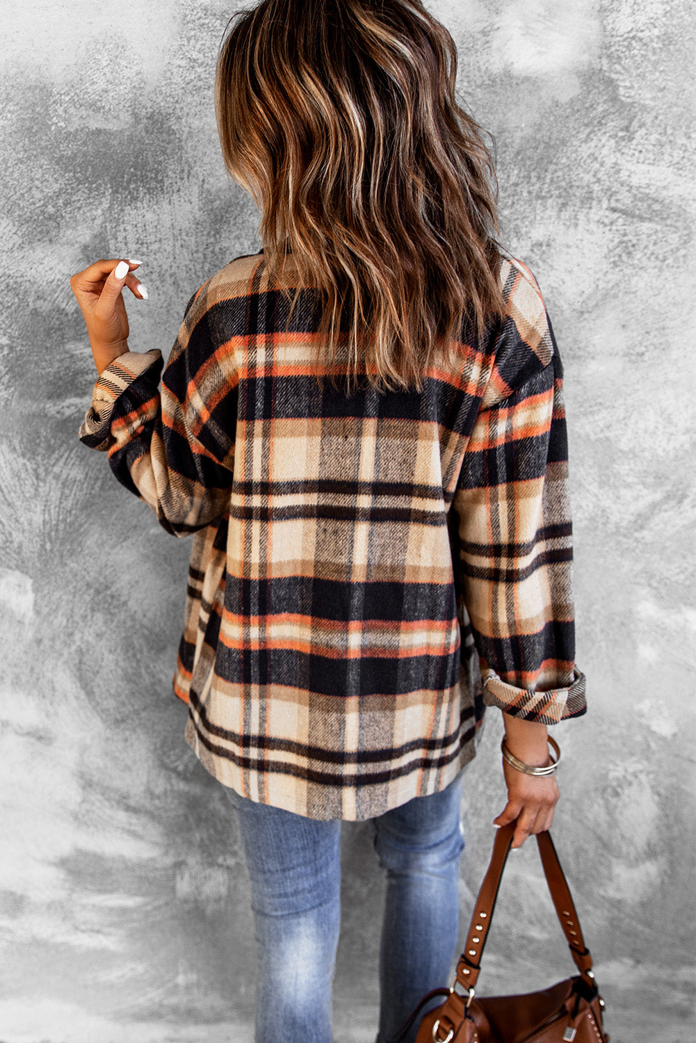 Plaid Button Front Pocket Shirt Shacket - Cowaa