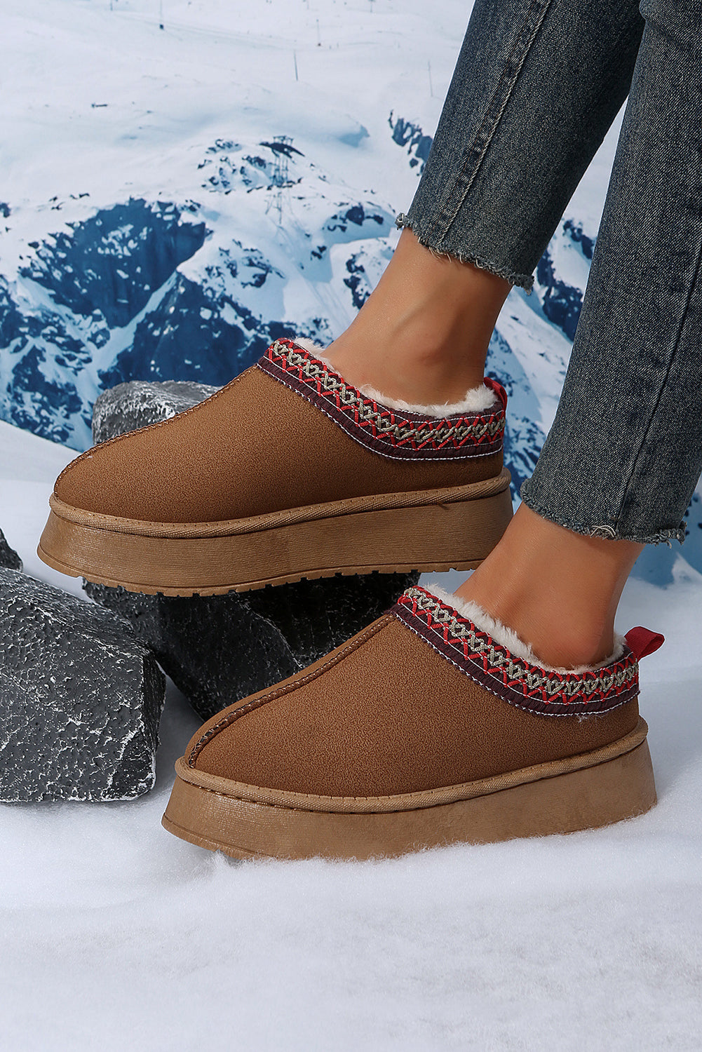 Round Toe Suede Platform Snow Boots