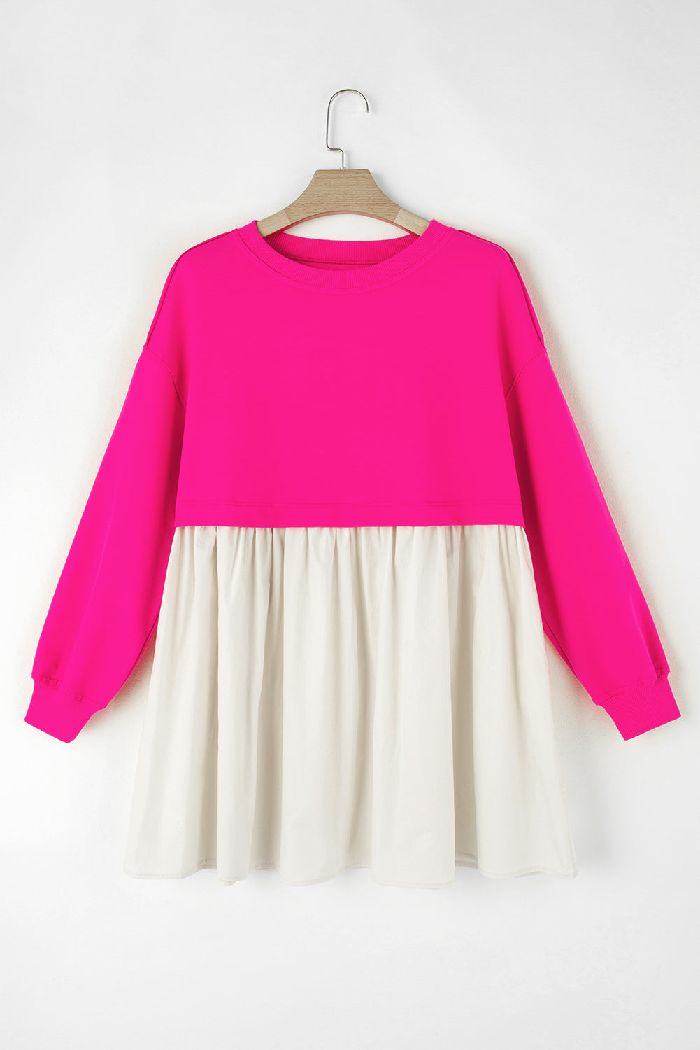 Khaki Sweatshirt 2-in-1 Flowy Pleated Mini Dress - Cowaa