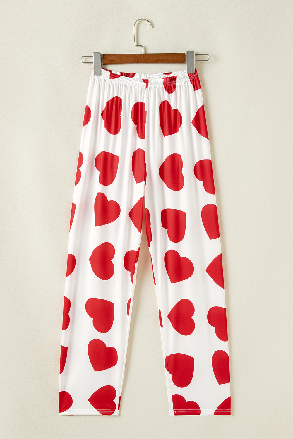 Pink Heart Print Ruffle Sleeveless Top and Pants Pajama Set