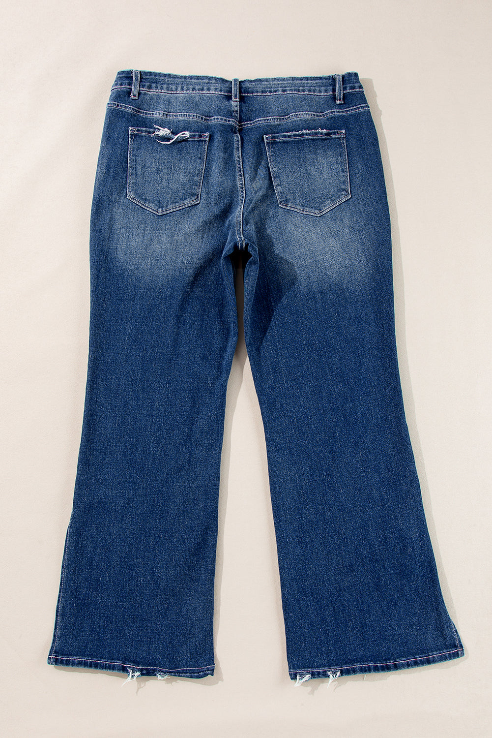 Dirty blue Plus Size High Waist Side Slits Flare Jeans - Cowaa