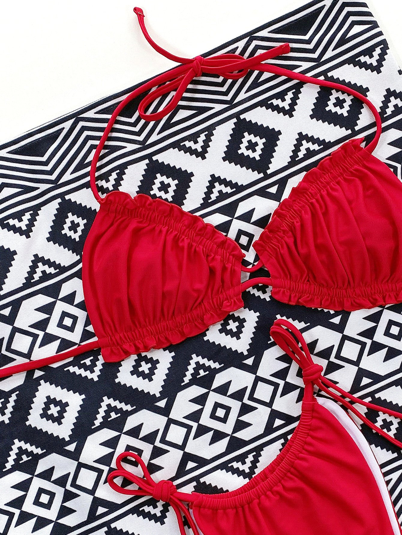 Frill Trill Halter Neck Bikini Set - Cowaa