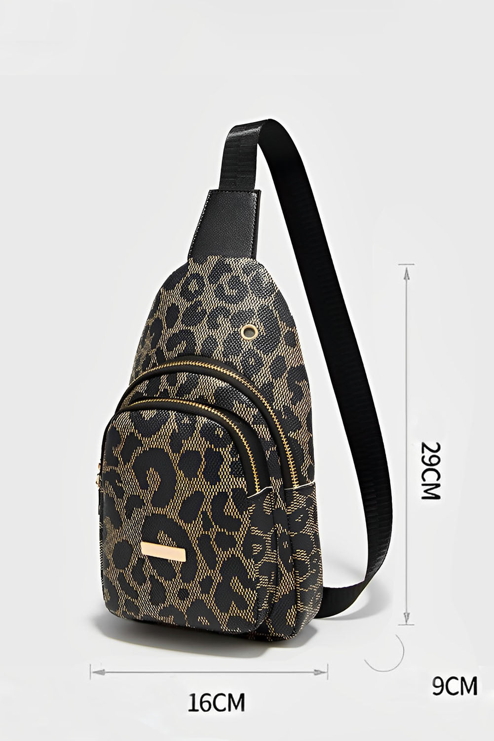 Leopard Printed PU Leather Zippered Fanny Pack Sling Bag - Cowaa
