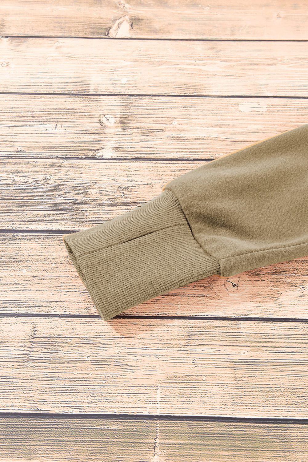 Brown Zip Up Stand Collar Thumbhole Sleeve Sweatshirt - Cowaa