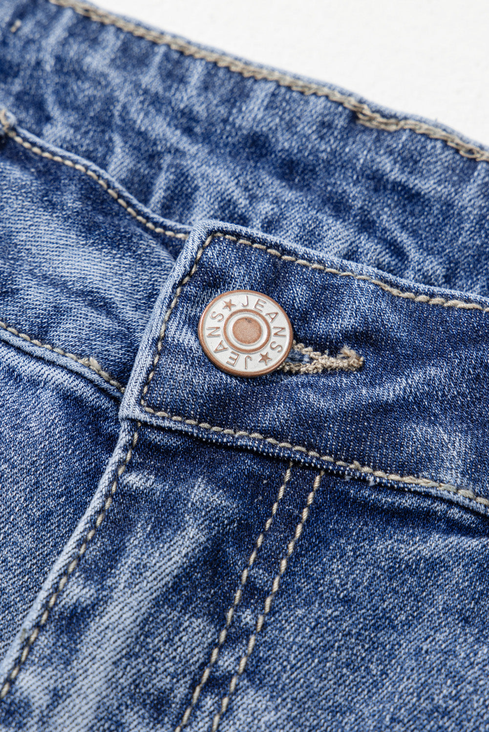 Dusk Blue High Rise Ripped Distressed Hem Flared Jeans - Cowaa