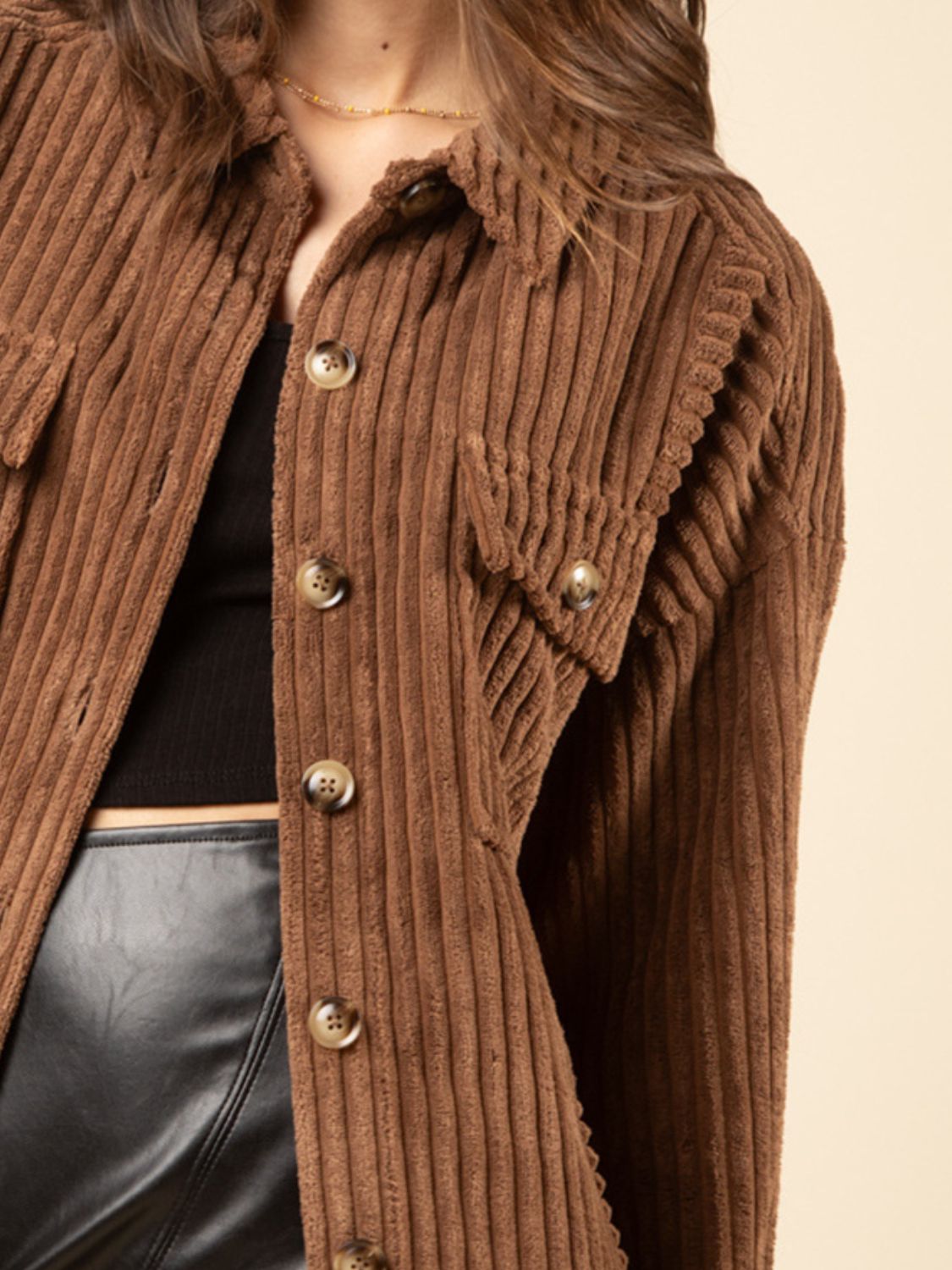Button Up Long Sleeve Corduroy Shirt