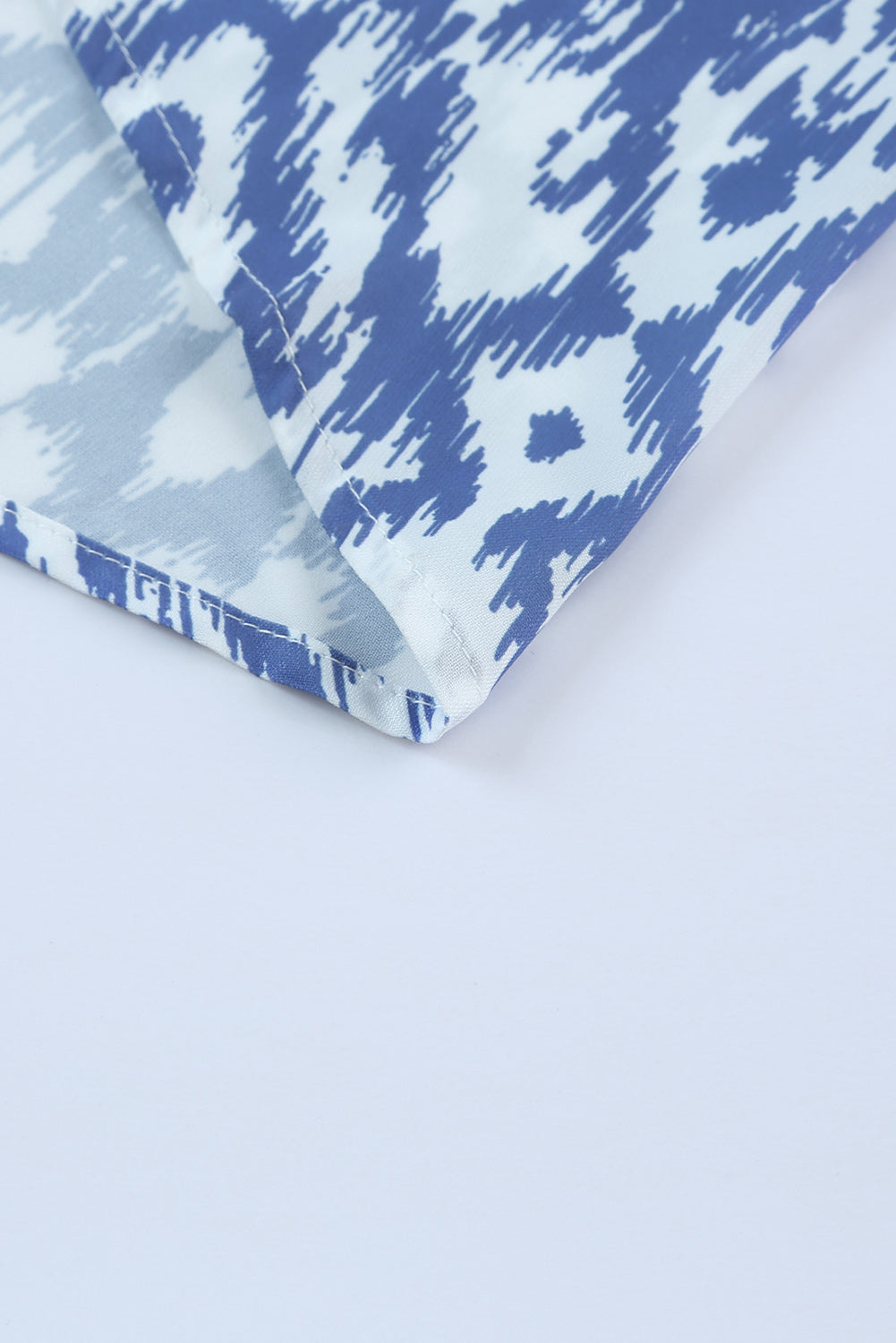 Sky Blue Geometric Print Casual V Neck Maxi Dress - Cowaa