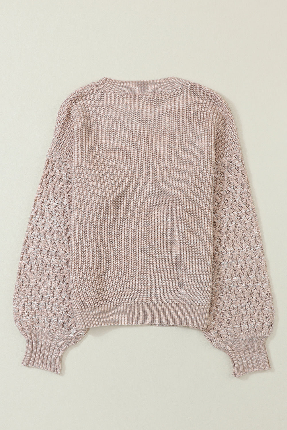 Parchment Chunky Knit Sleeve Drop Shoulder Sweater - Cowaa