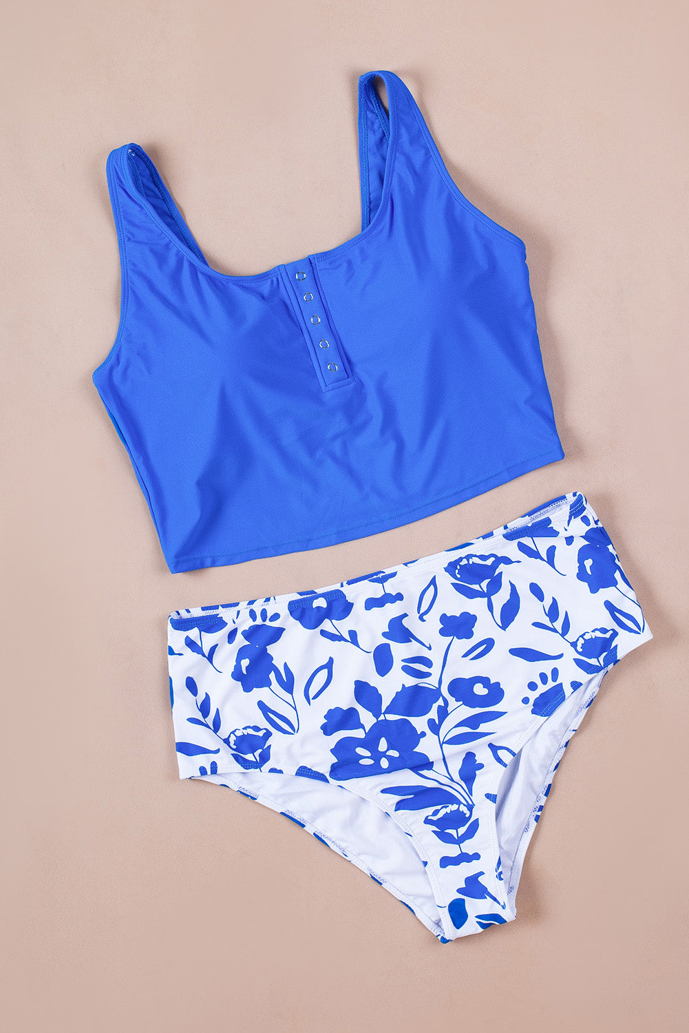 Cheetah Square Neck Sleeveless Leopard Print Tankini Set - Cowaa