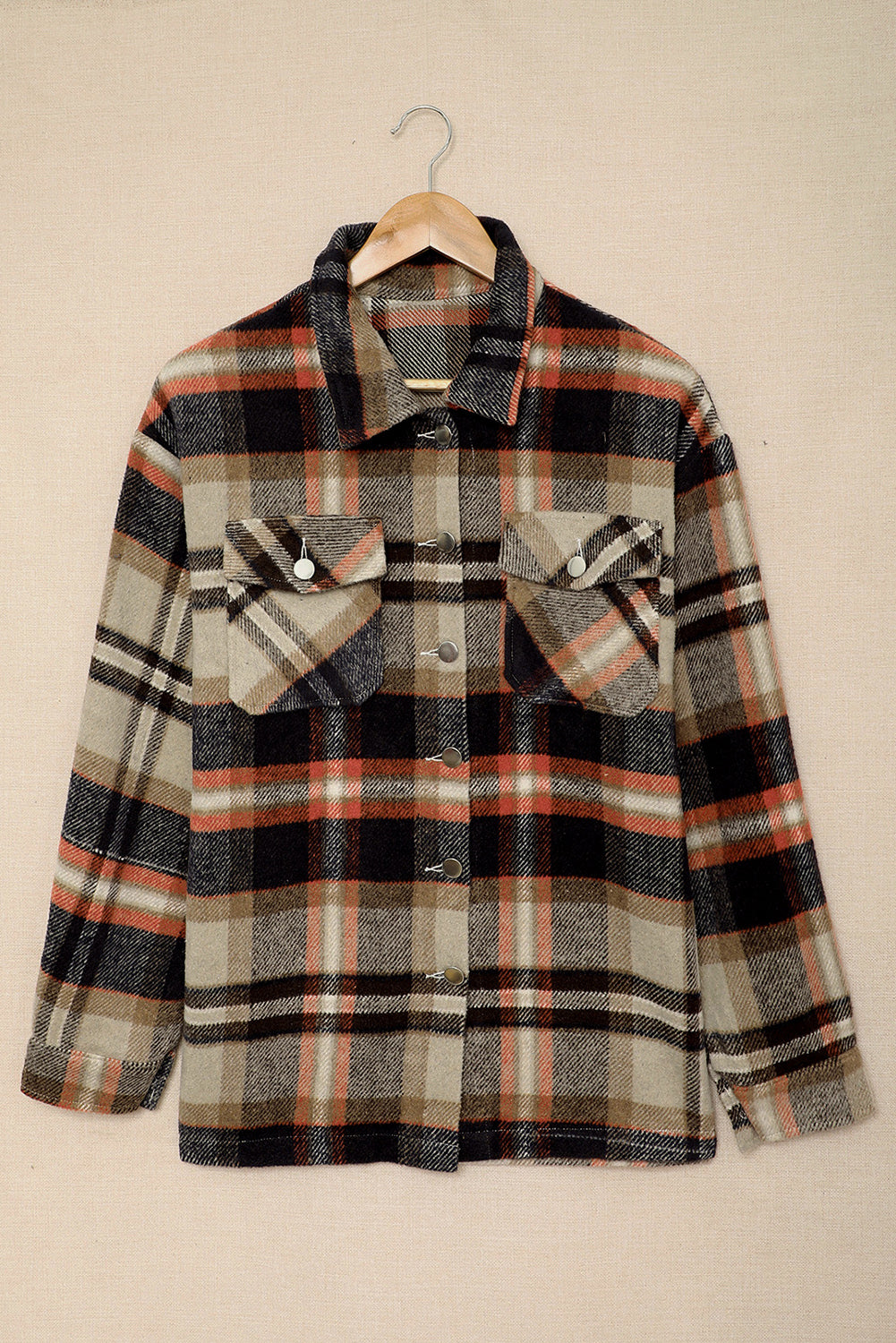 Plaid Button Front Pocket Shirt Shacket - Cowaa