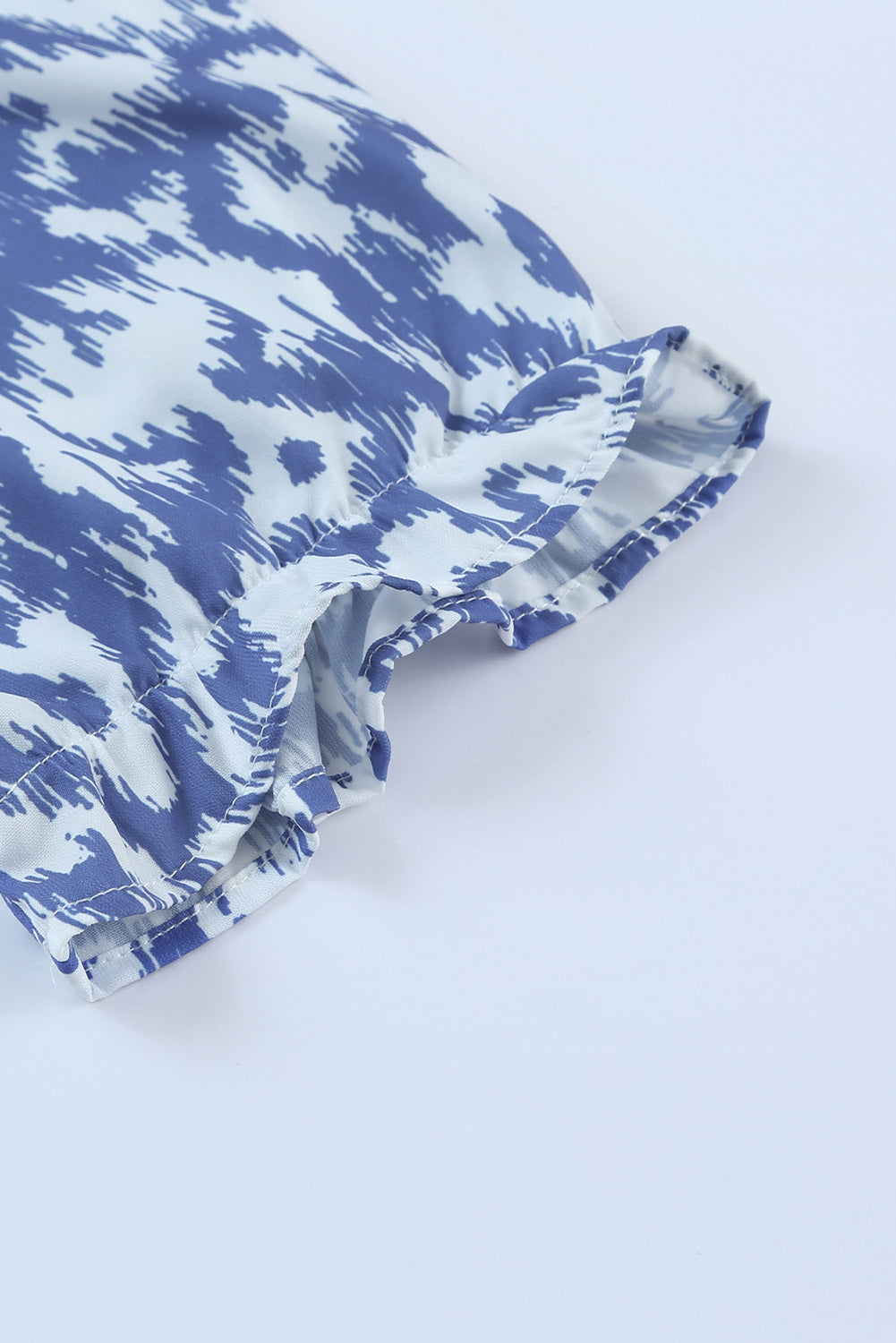 Sky Blue Geometric Print Casual V Neck Maxi Dress - Cowaa