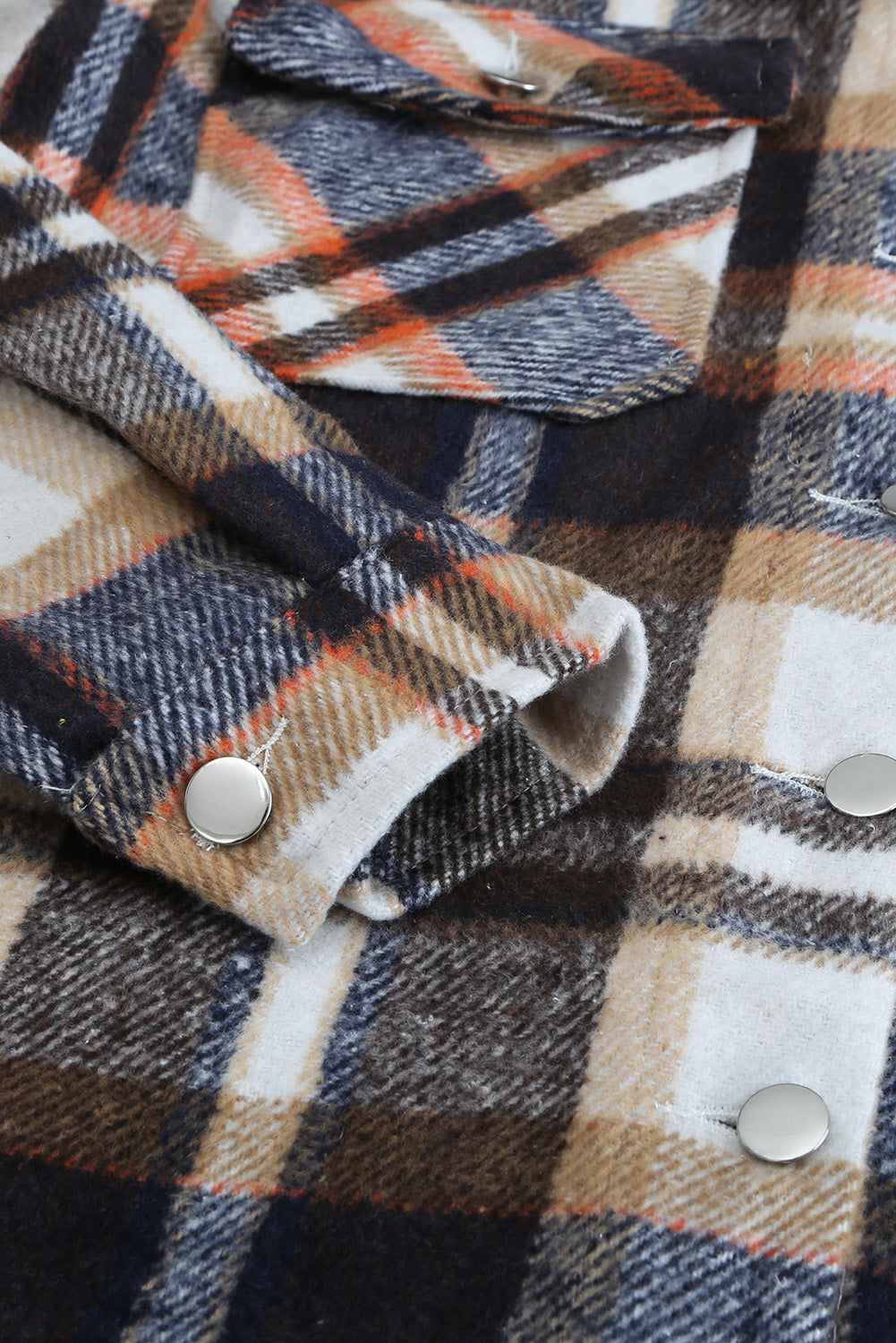 Plaid Button Front Pocket Shirt Shacket - Cowaa