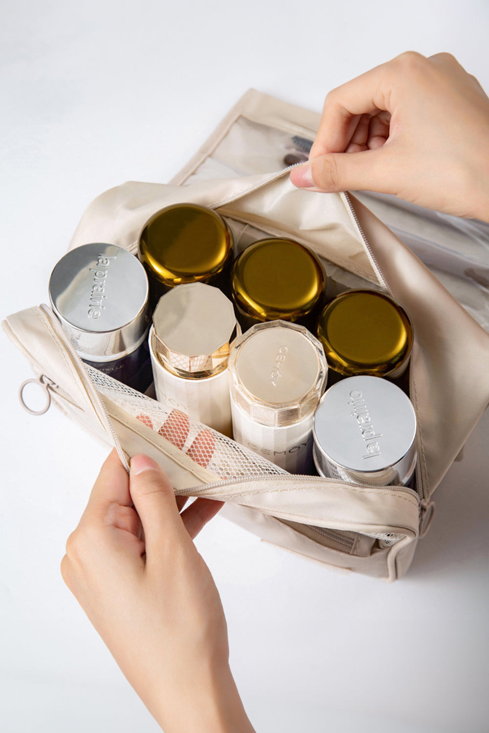 Apricot Multi-functional Make Up Organizer Travel Toiletry Bag - Cowaa