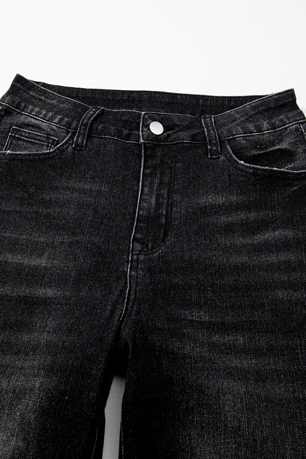 Sail Blue Mineral Wash Raw Hem High Waist Flared Jeans - Cowaa