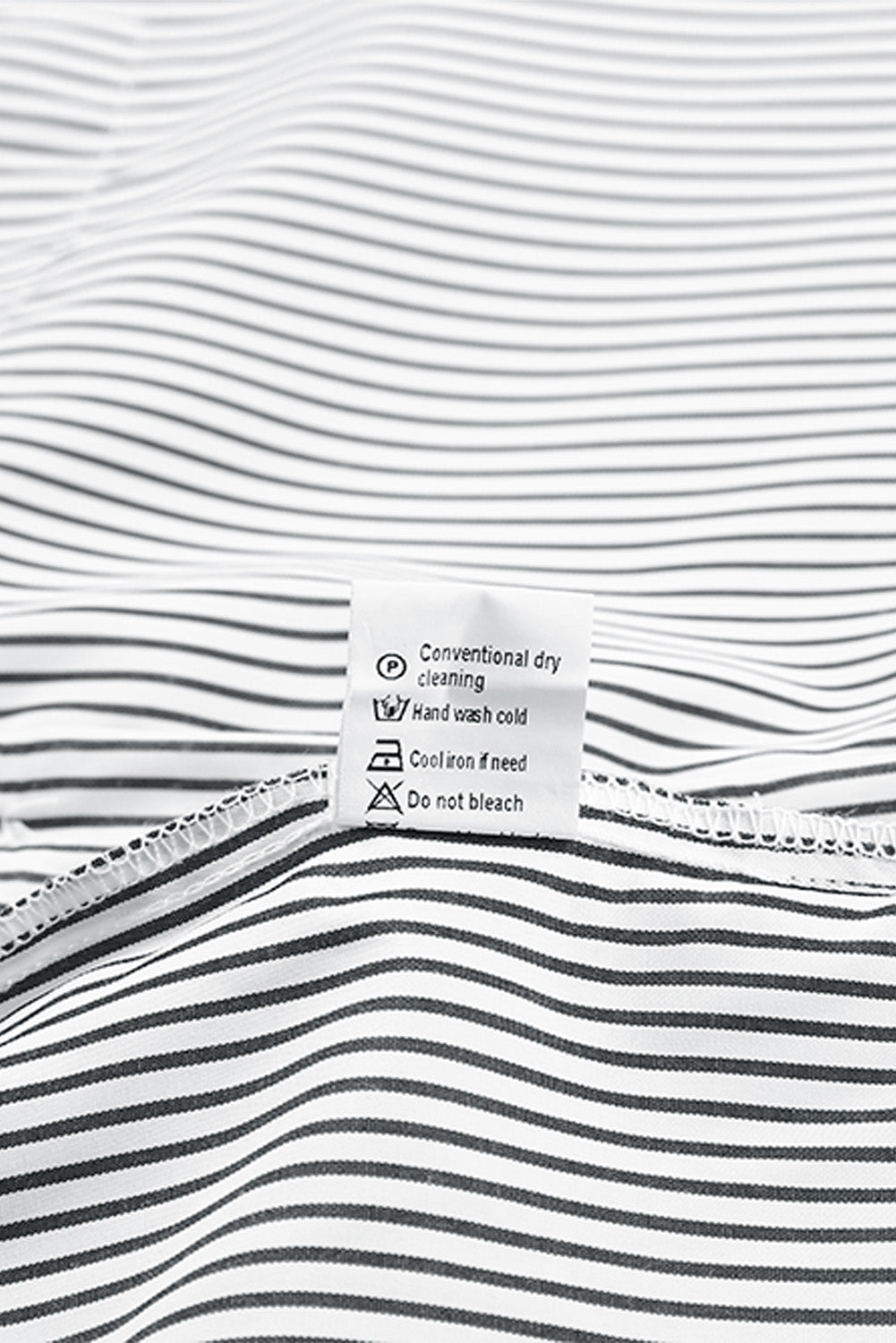 Black Striped Casual Shirred Cuffs Shirt - Cowaa