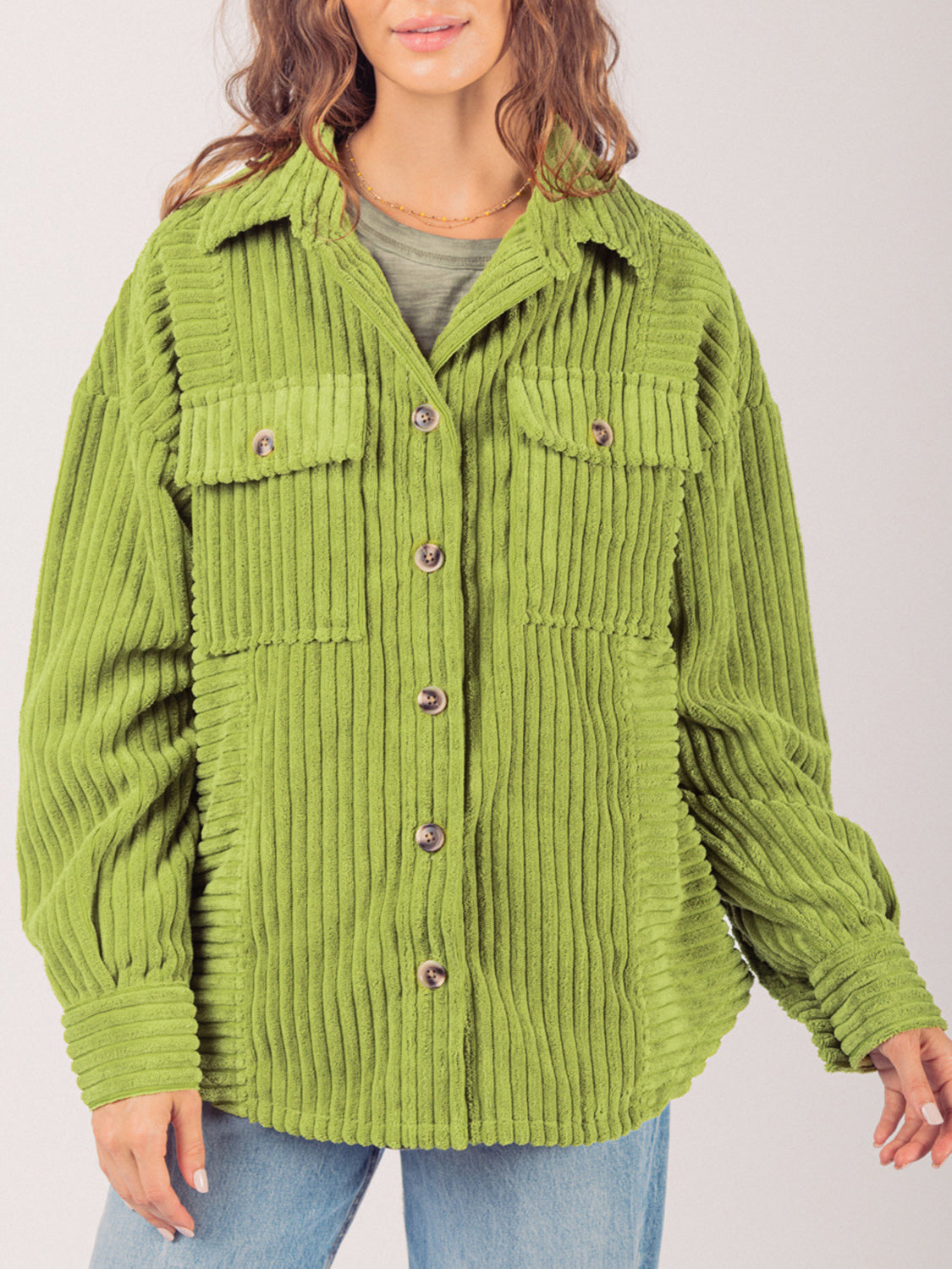 Button Up Long Sleeve Corduroy Shirt