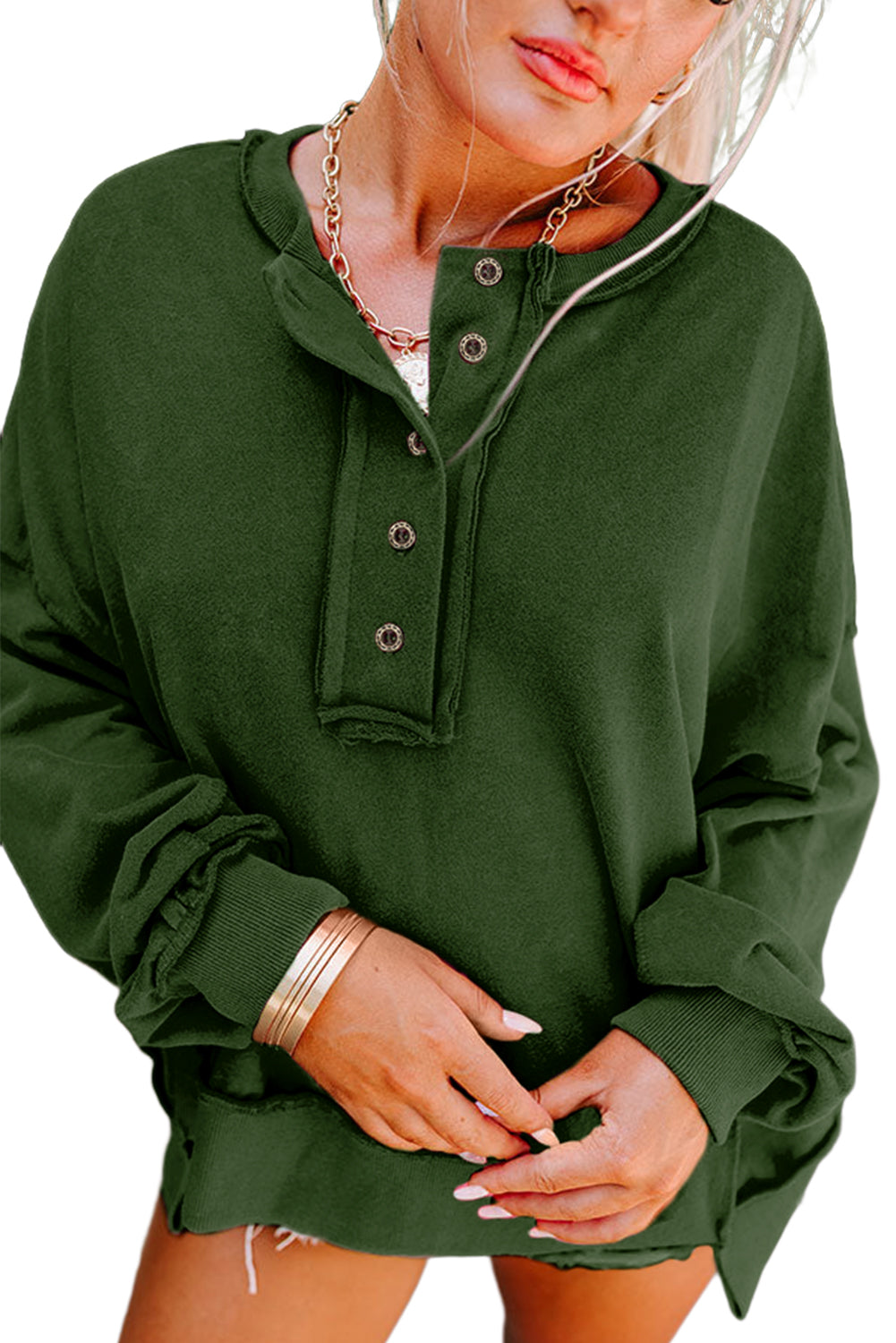 Slouchy Drop Shoulder Sweatshirt - Cowaa