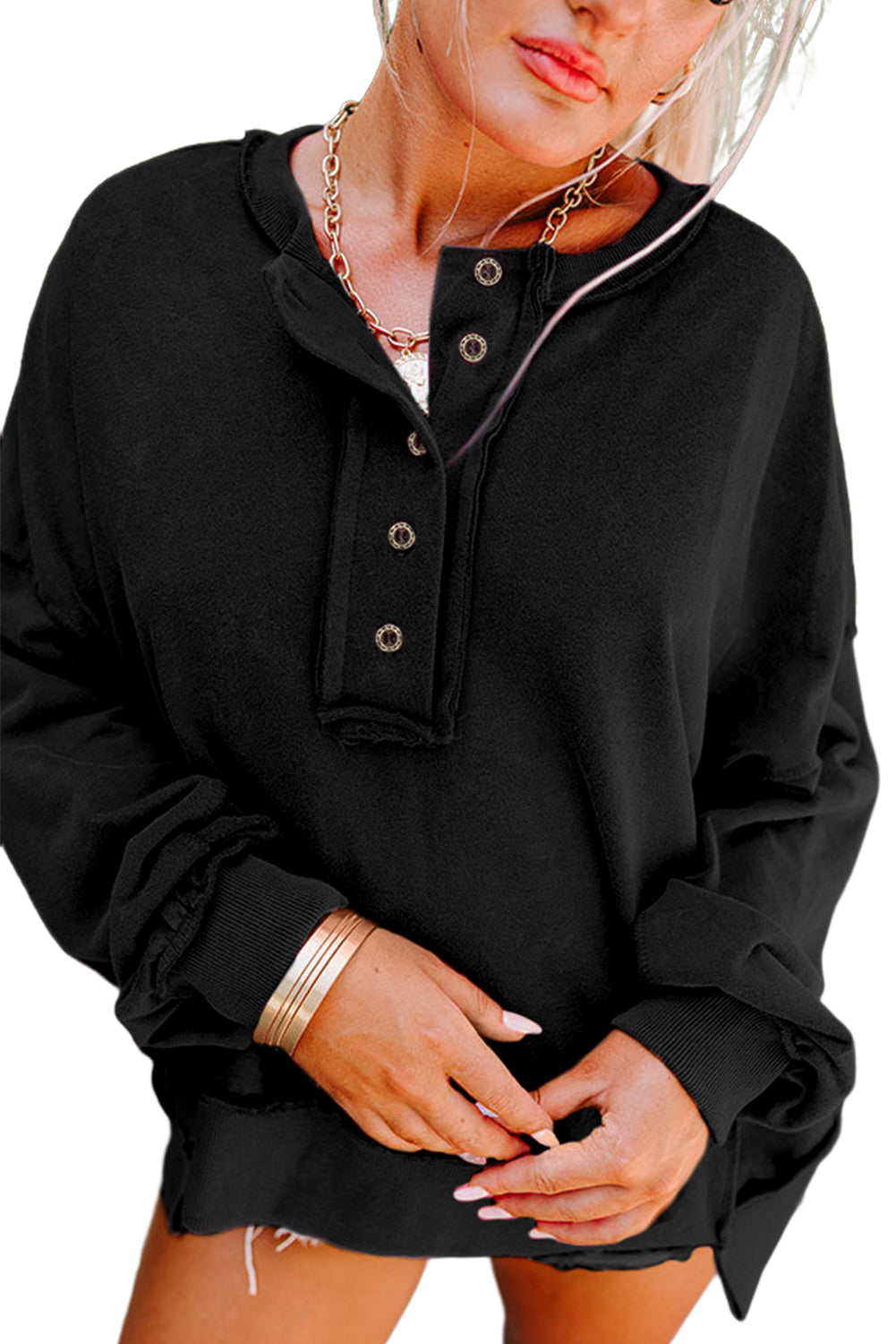 Slouchy Drop Shoulder Sweatshirt - Cowaa