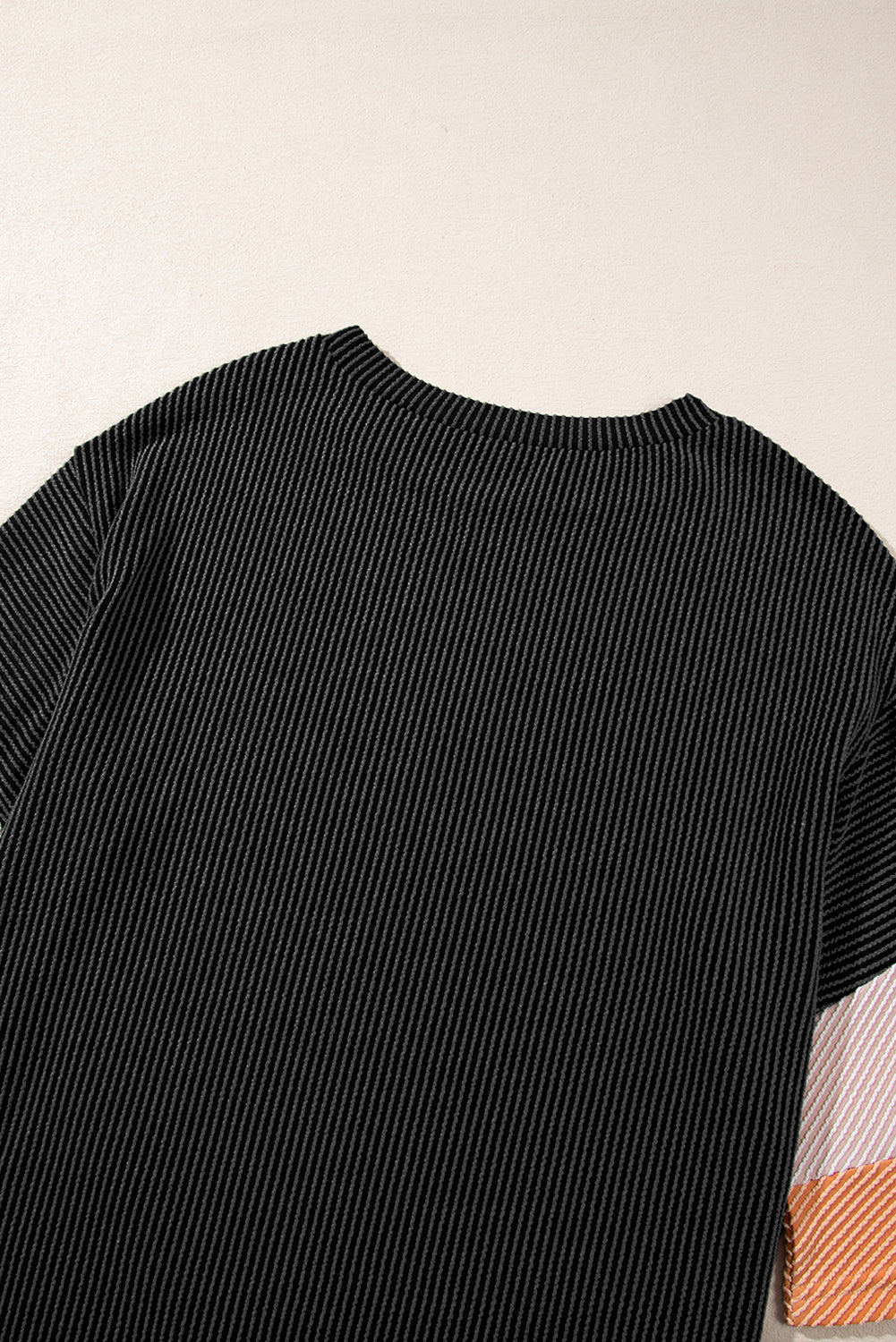 White Pit-striped Colorblock Drop Sleeve Top - Cowaa