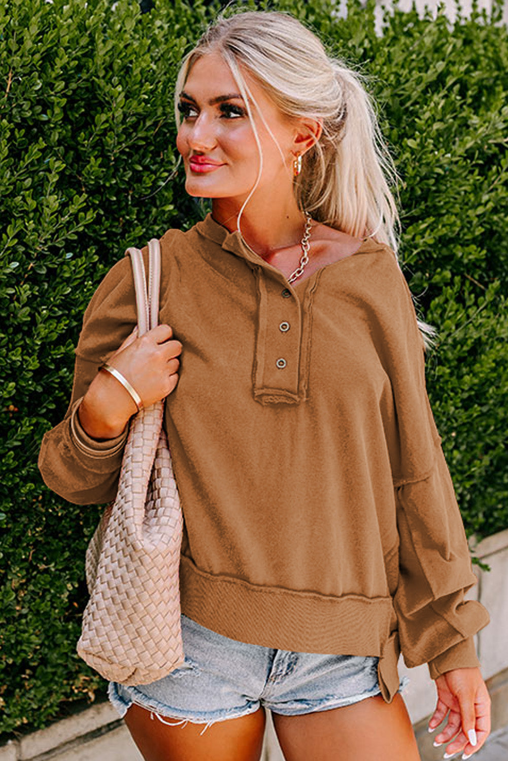 Slouchy Drop Shoulder Sweatshirt - Cowaa