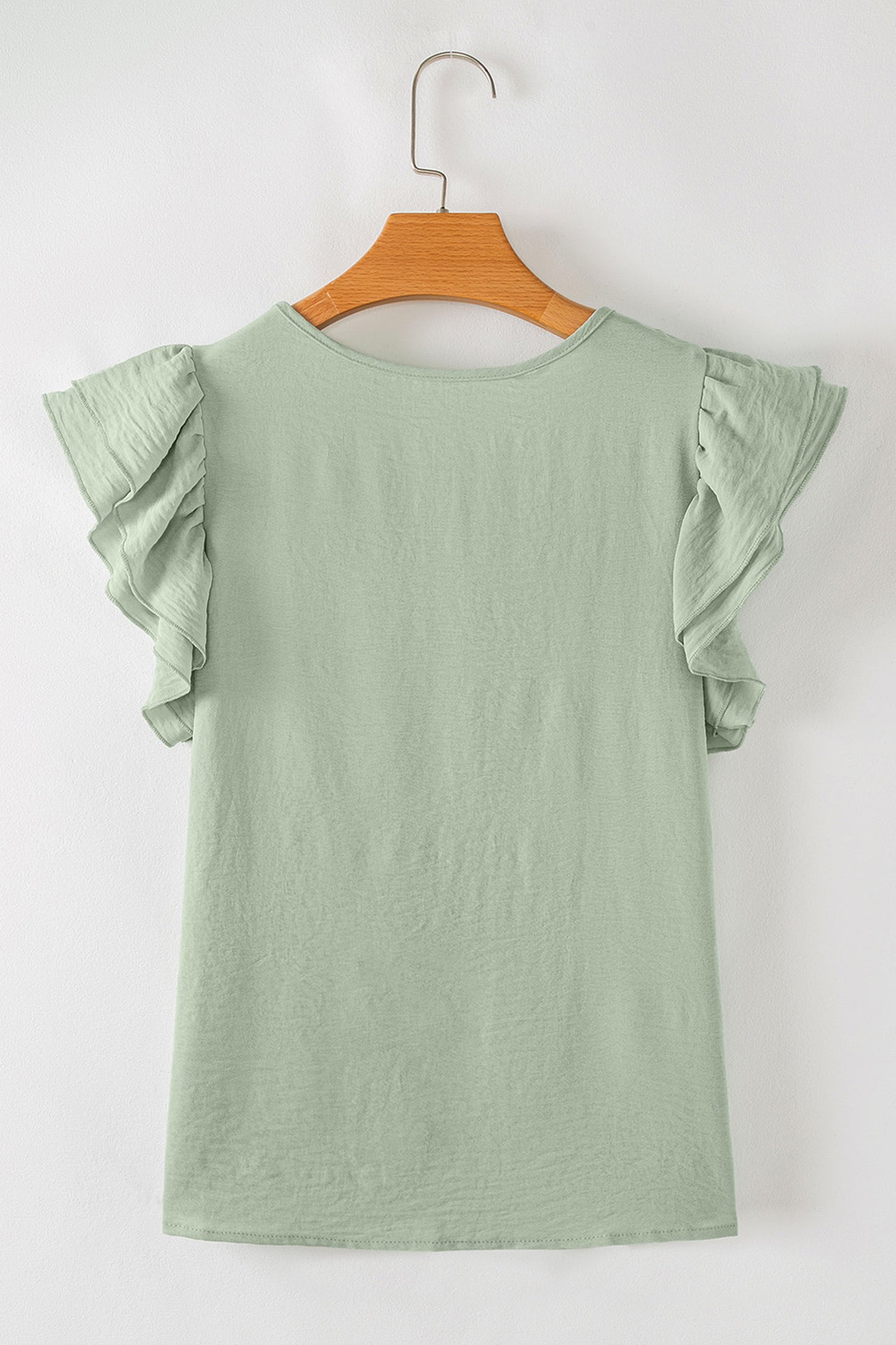 Clearly Aqua Plus Size Crew Neck Ruffle Sleeve Top