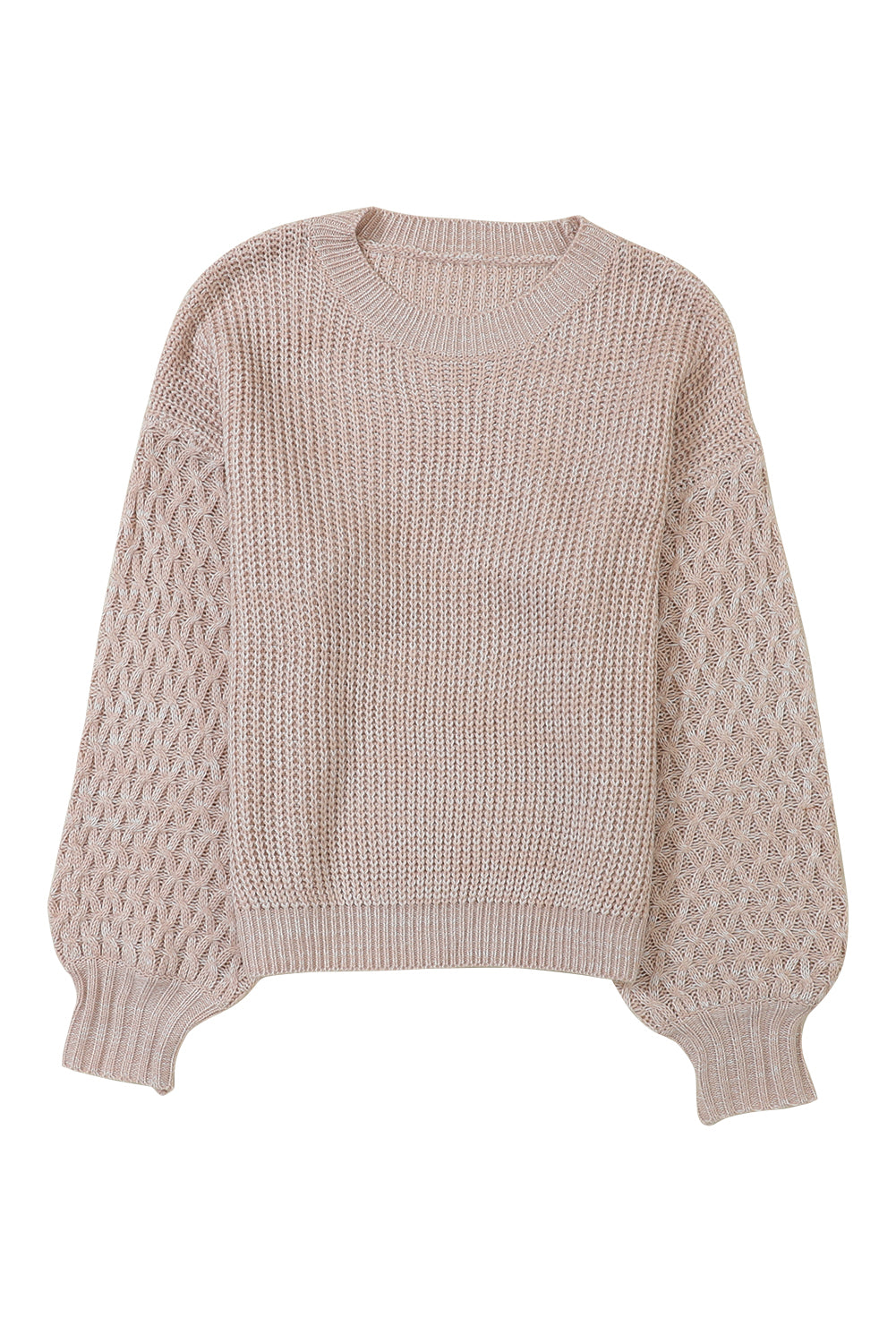 Parchment Chunky Knit Sleeve Drop Shoulder Sweater - Cowaa
