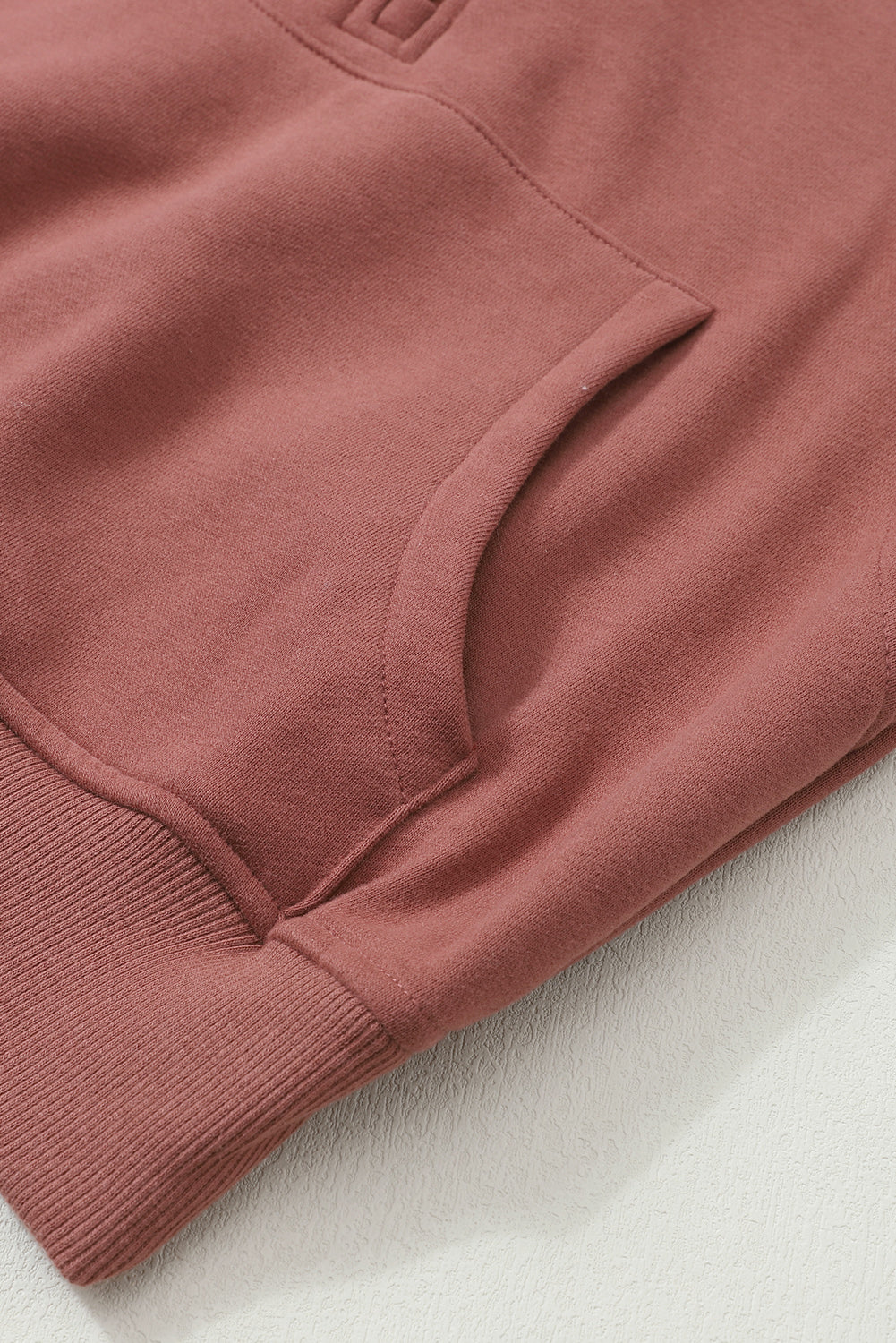 Brown Zip Up Stand Collar Thumbhole Sleeve Sweatshirt - Cowaa
