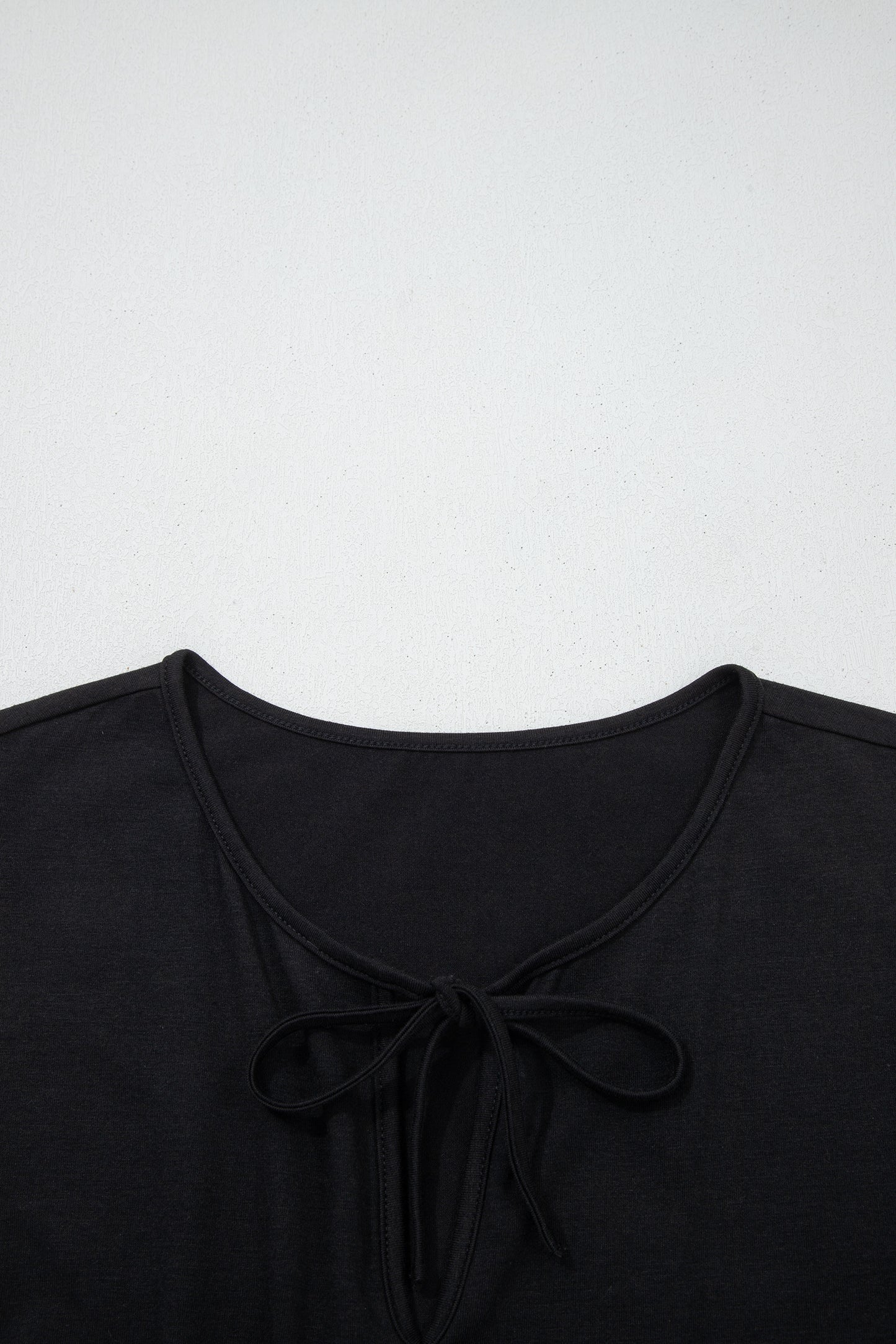 Black Plus Size Solid Color Bow Tie Peplum Tank Top - Cowaa