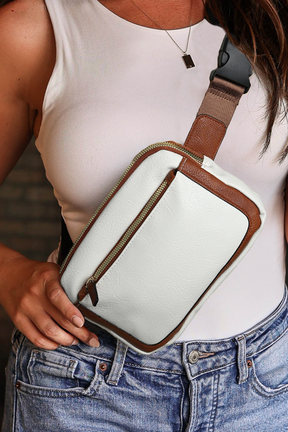 Black Adjustable Strap Mini PU Leather Crossbody Bag - Cowaa