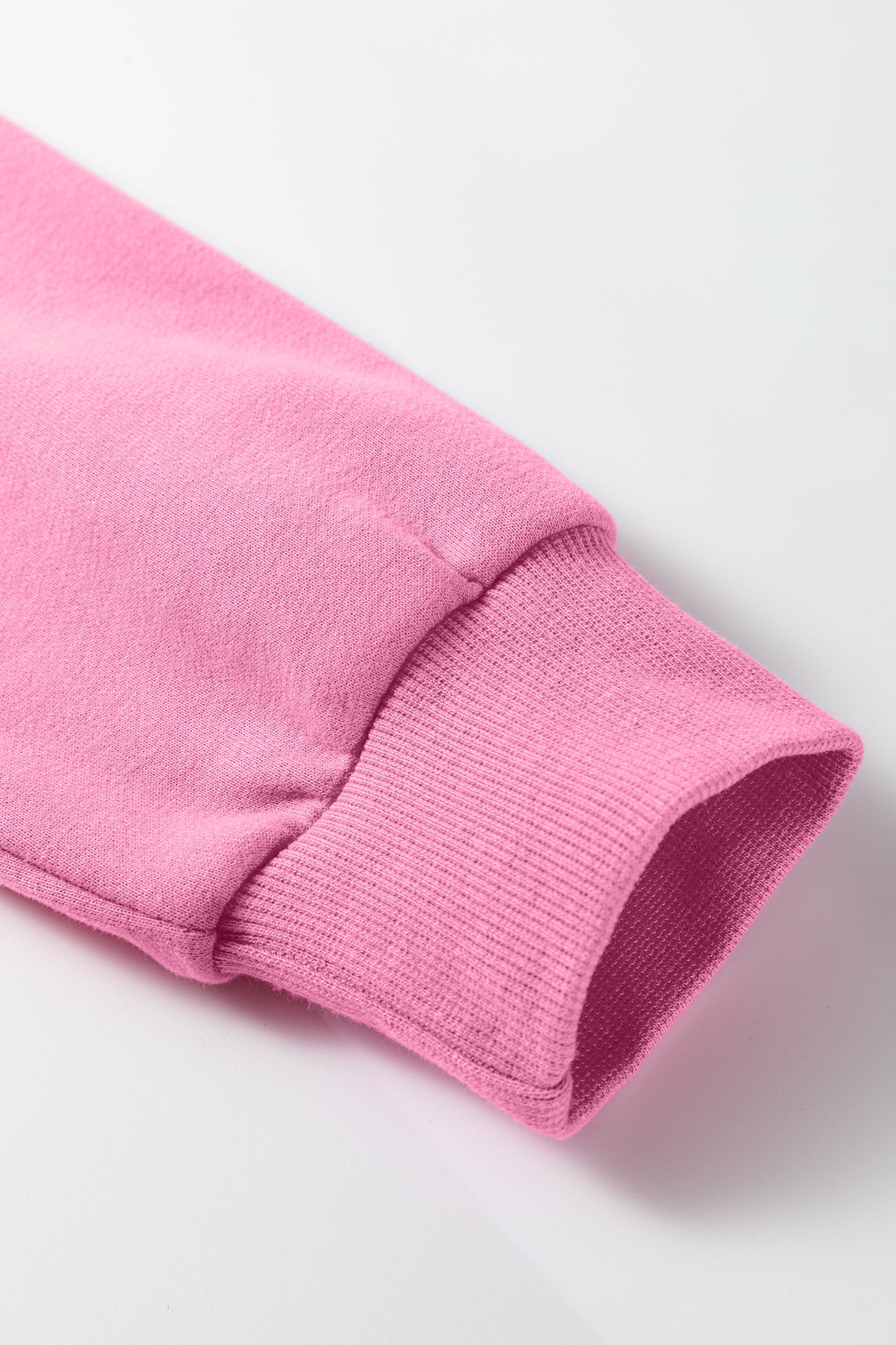 Bright Pink Oversize Blessed Embroidered Mock Neck Sweatshirt - Cowaa