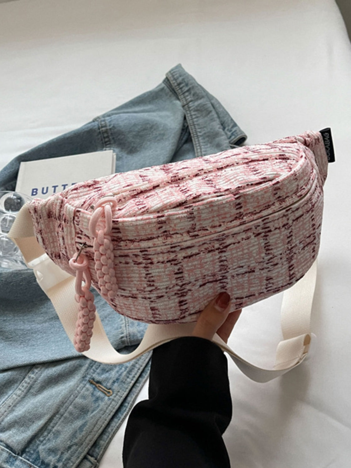 Contrast Plaid Polyester Crossbody Bag - Cowaa