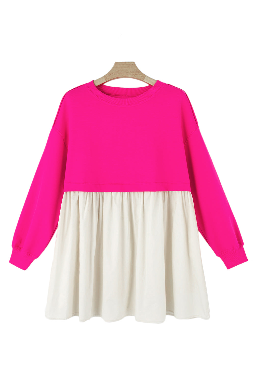 Khaki Sweatshirt 2-in-1 Flowy Pleated Mini Dress - Cowaa