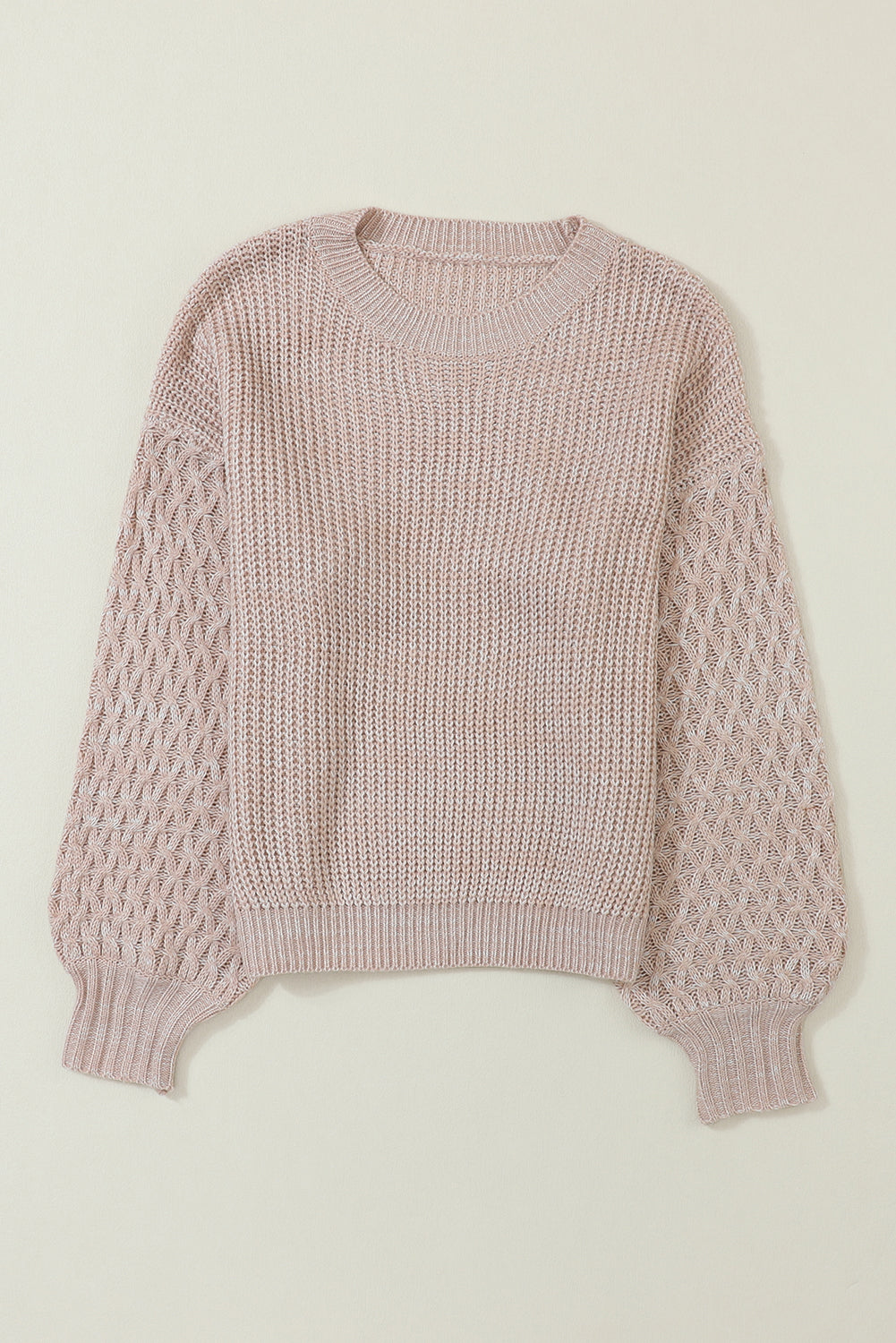 Parchment Chunky Knit Sleeve Drop Shoulder Sweater - Cowaa