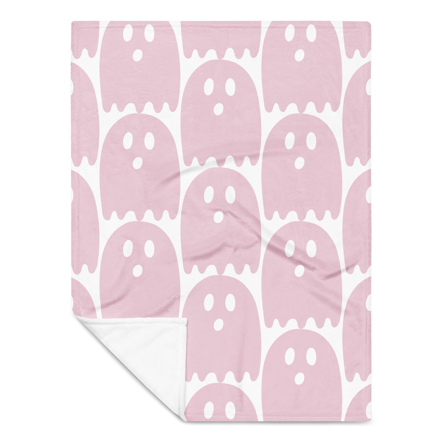 Pink Ghost Pattern Halloween Throw Blanket