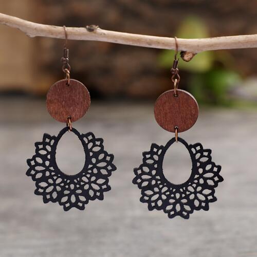 Geometric Cutout Dangle Earrings - Cowaa