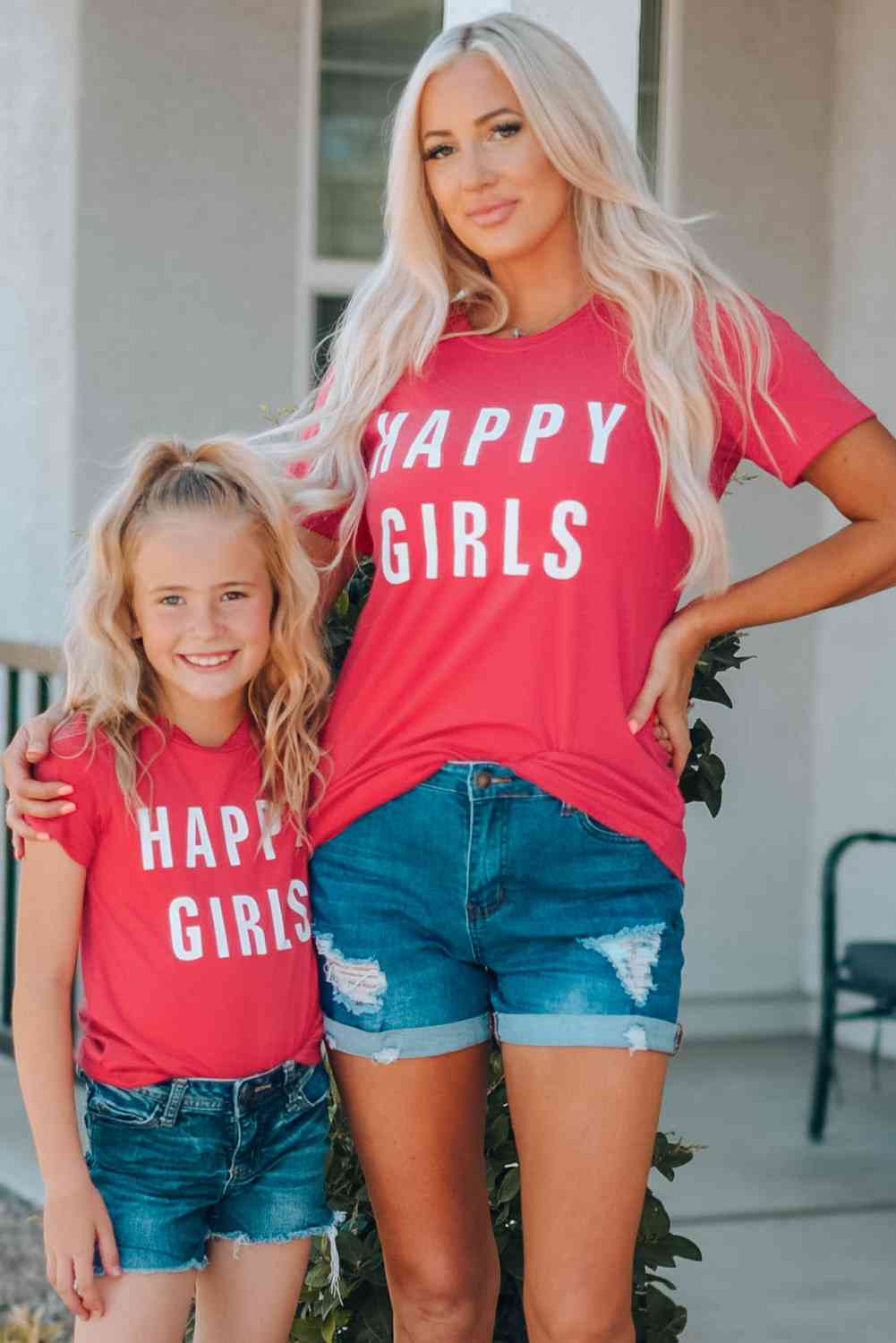 Girls Letter Graphic Short Sleeve T-Shirt - Cowaa