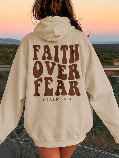 FAITH OVER FEAR Dropped Shoulder Hoodie - Cowaa