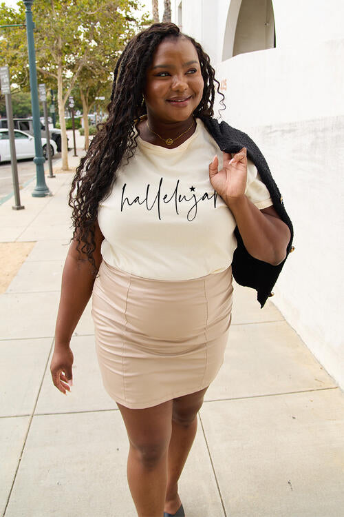Simply Love Full Size Letter Graphic Short Sleeve T-Shirt - Cowaa