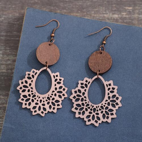 Geometric Cutout Dangle Earrings - Cowaa