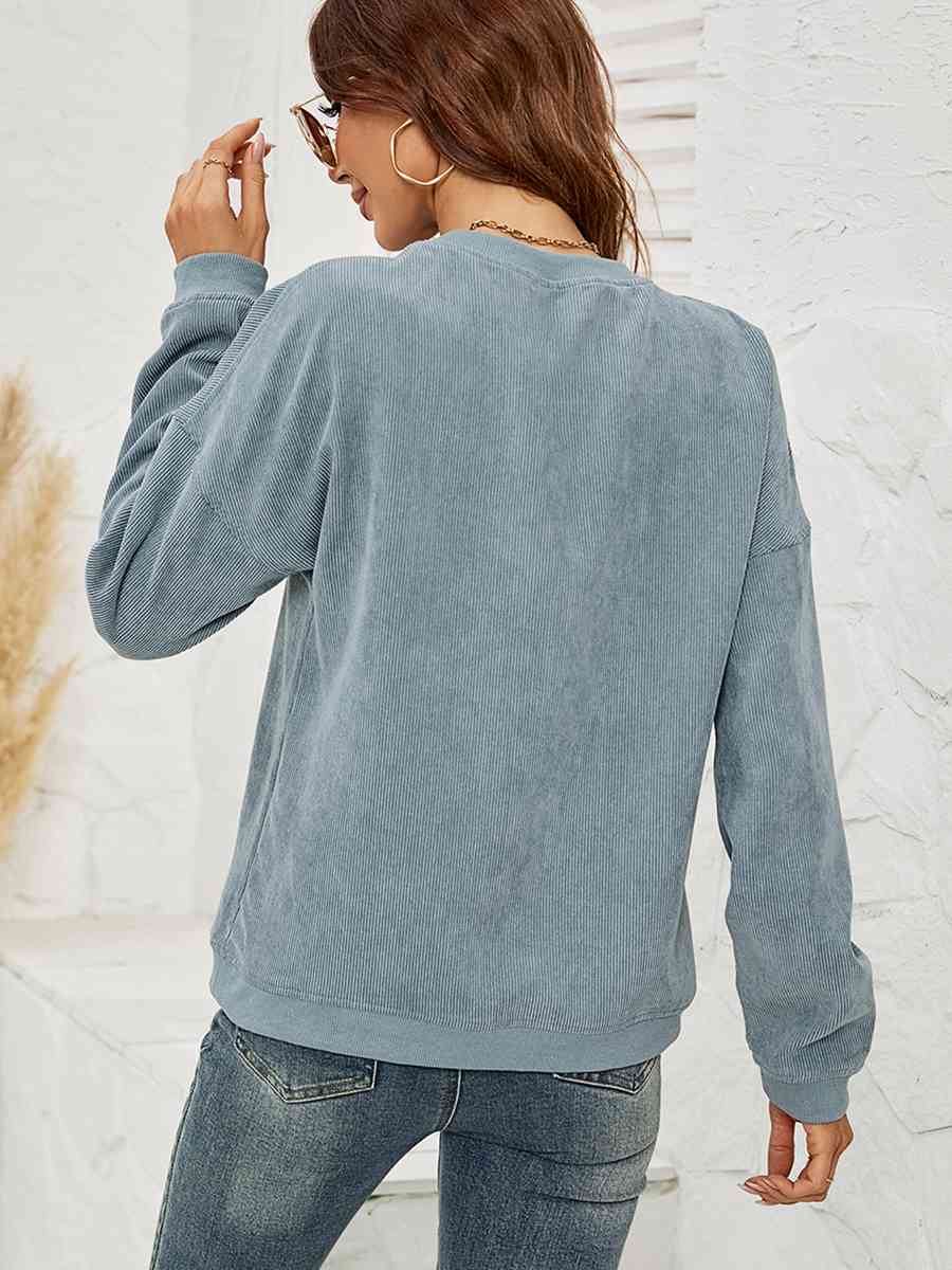 Round Neck Long Sleeve MAMA Graphic Sweatshirt - Cowaa