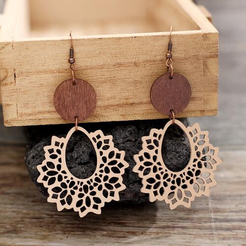 Geometric Cutout Dangle Earrings - Cowaa