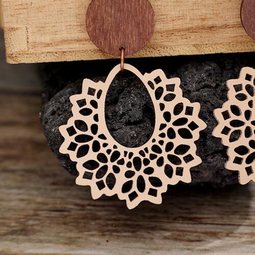 Geometric Cutout Dangle Earrings - Cowaa