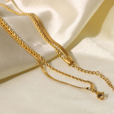 Gold-Plated Double-Layered Necklace - Cowaa