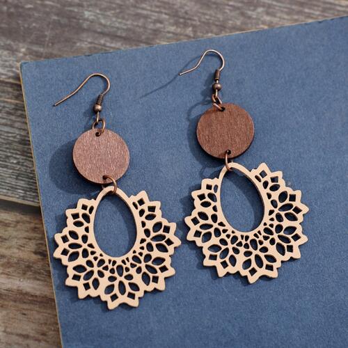 Geometric Cutout Dangle Earrings - Cowaa